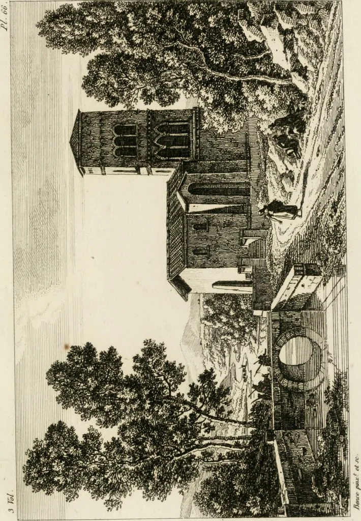 An illustration from Annales du musée et de l'école moderne des beaux-arts : recueil de gravures au trait, d'après les principaux ouvrages de peinture, sculpture, ou projets d'architecture, qui, chaque année, ont remporté le prix, soit aux écoles spéciales, soit aux concours nationaux : les productions des artistes en tous genres, qui, aux différentes expositions, ont été citées avec éloges : les morceaux les plus estimés ou inédits de la galerie de peinture : la suite complète de celle des antiques : édifices anciens et modernes, etc., 1800, leaf 212
