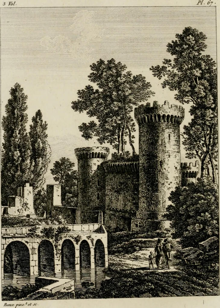 An illustration from Annales du musée et de l'école moderne des beaux-arts : recueil de gravures au trait, d'après les principaux ouvrages de peinture, sculpture, ou projets d'architecture, qui, chaque année, ont remporté le prix, soit aux écoles spéciales, soit aux concours nationaux : les productions des artistes en tous genres, qui, aux différentes expositions, ont été citées avec éloges : les morceaux les plus estimés ou inédits de la galerie de peinture : la suite complète de celle des antiques : édifices anciens et modernes, etc., 1800, leaf 215