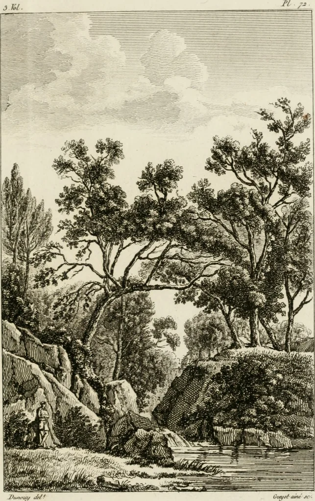 An illustration from Annales du musée et de l'école moderne des beaux-arts : recueil de gravures au trait, d'après les principaux ouvrages de peinture, sculpture, ou projets d'architecture, qui, chaque année, ont remporté le prix, soit aux écoles spéciales, soit aux concours nationaux : les productions des artistes en tous genres, qui, aux différentes expositions, ont été citées avec éloges : les morceaux les plus estimés ou inédits de la galerie de peinture : la suite complète de celle des antiques : édifices anciens et modernes, etc., 1800, leaf 230