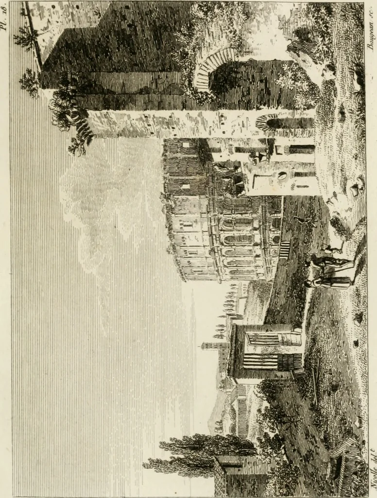 An illustration from Annales du musée et de l'école moderne des beaux-arts : recueil de gravures au trait, d'après les principaux ouvrages de peinture, sculpture, ou projets d'architecture, qui, chaque année, ont remporté le prix, soit aux écoles spéciales, soit aux concours nationaux : les productions des artistes en tous genres, qui, aux différentes expositions, ont été citées avec éloges : les morceaux les plus estimés ou inédits de la galerie de peinture : la suite complète de celle des antiques : édifices anciens et modernes, etc., 1800, leaf 66
