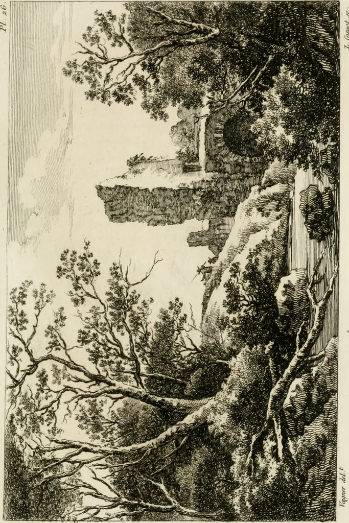 An illustration from Annales du musée et de l'école moderne des beaux-arts : recueil de gravures au trait, d'après les principaux ouvrages de peinture, sculpture, ou projets d'architecture, qui, chaque année, ont remporté le prix, soit aux écoles spéciales, soit aux concours nationaux : les productions des artistes en tous genres, qui, aux différentes expositions, ont été citées avec éloges : les morceaux les plus estimés ou inédits de la galerie de peinture : la suite complète de celle des antiques : édifices anciens et modernes, etc., 1800, leaf 90