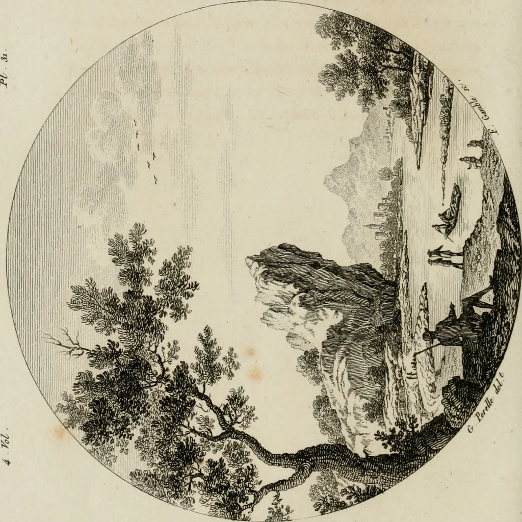 An illustration from Annales du musée et de l'école moderne des beaux-arts : recueil de gravures au trait, d'après les principaux ouvrages de peinture, sculpture, ou projets d'architecture, qui, chaque année, ont remporté le prix, soit aux écoles spéciales, soit aux concours nationaux : les productions des artistes en tous genres, qui, aux différentes expositions, ont été citées avec éloges : les morceaux les plus estimés ou inédits de la galerie de peinture : la suite complète de celle des antiques : édifices anciens et modernes, etc., 1800, leaf 103