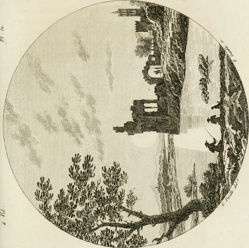 An illustration from Annales du musée et de l'école moderne des beaux-arts : recueil de gravures au trait, d'après les principaux ouvrages de peinture, sculpture, ou projets d'architecture, qui, chaque année, ont remporté le prix, soit aux écoles spéciales, soit aux concours nationaux : les productions des artistes en tous genres, qui, aux différentes expositions, ont été citées avec éloges : les morceaux les plus estimés ou inédits de la galerie de peinture : la suite complète de celle des antiques : édifices anciens et modernes, etc., 1800, leaf 106