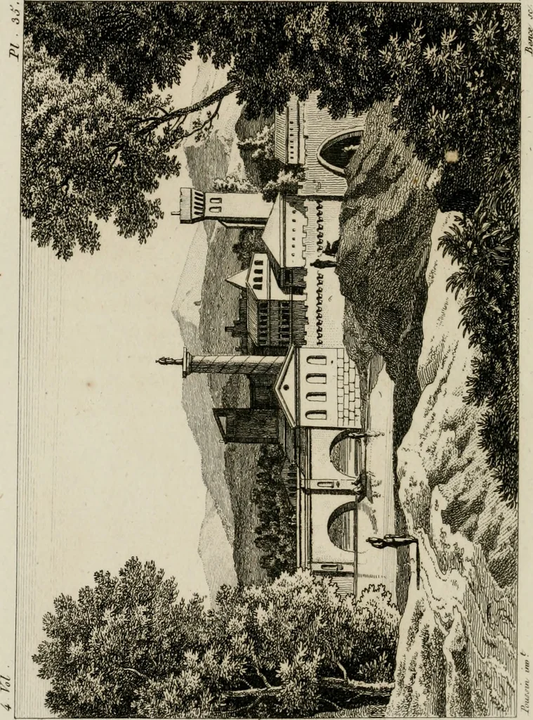 An illustration from Annales du musée et de l'école moderne des beaux-arts : recueil de gravures au trait, d'après les principaux ouvrages de peinture, sculpture, ou projets d'architecture, qui, chaque année, ont remporté le prix, soit aux écoles spéciales, soit aux concours nationaux : les productions des artistes en tous genres, qui, aux différentes expositions, ont été citées avec éloges : les morceaux les plus estimés ou inédits de la galerie de peinture : la suite complète de celle des antiques : édifices anciens et modernes, etc., 1800, leaf 115