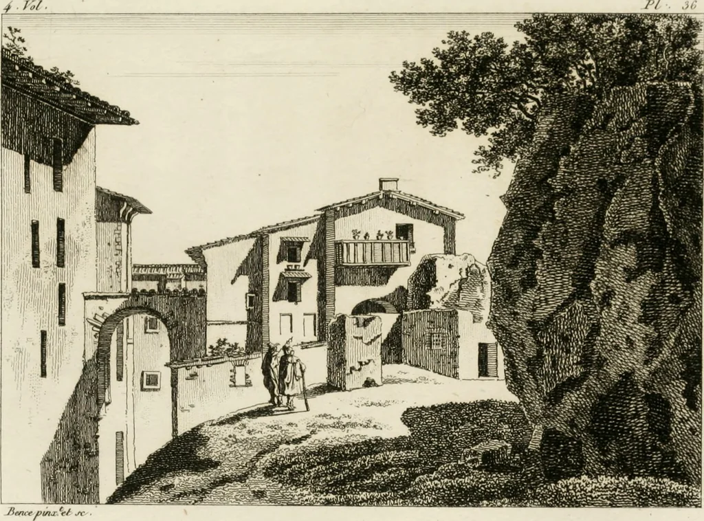An illustration from Annales du musée et de l'école moderne des beaux-arts : recueil de gravures au trait, d'après les principaux ouvrages de peinture, sculpture, ou projets d'architecture, qui, chaque année, ont remporté le prix, soit aux écoles spéciales, soit aux concours nationaux : les productions des artistes en tous genres, qui, aux différentes expositions, ont été citées avec éloges : les morceaux les plus estimés ou inédits de la galerie de peinture : la suite complète de celle des antiques : édifices anciens et modernes, etc., 1800, leaf 118