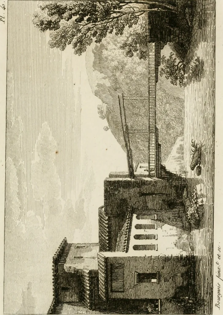 An illustration from Annales du musée et de l'école moderne des beaux-arts : recueil de gravures au trait, d'après les principaux ouvrages de peinture, sculpture, ou projets d'architecture, qui, chaque année, ont remporté le prix, soit aux écoles spéciales, soit aux concours nationaux : les productions des artistes en tous genres, qui, aux différentes expositions, ont été citées avec éloges : les morceaux les plus estimés ou inédits de la galerie de peinture : la suite complète de celle des antiques : édifices anciens et modernes, etc., 1800, leaf 130