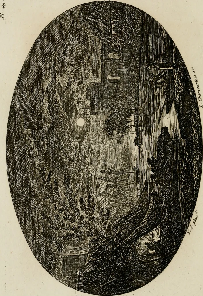 An illustration from Annales du musée et de l'école moderne des beaux-arts : recueil de gravures au trait, d'après les principaux ouvrages de peinture, sculpture, ou projets d'architecture, qui, chaque année, ont remporté le prix, soit aux écoles spéciales, soit aux concours nationaux : les productions des artistes en tous genres, qui, aux différentes expositions, ont été citées avec éloges : les morceaux les plus estimés ou inédits de la galerie de peinture : la suite complète de celle des antiques : édifices anciens et modernes, etc., 1800, leaf 157