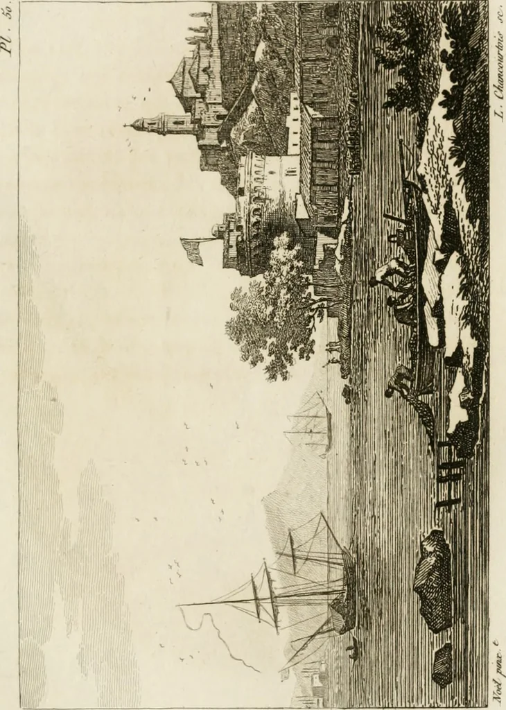 An illustration from Annales du musée et de l'école moderne des beaux-arts : recueil de gravures au trait, d'après les principaux ouvrages de peinture, sculpture, ou projets d'architecture, qui, chaque année, ont remporté le prix, soit aux écoles spéciales, soit aux concours nationaux : les productions des artistes en tous genres, qui, aux différentes expositions, ont été citées avec éloges : les morceaux les plus estimés ou inédits de la galerie de peinture : la suite complète de celle des antiques : édifices anciens et modernes, etc., 1800, leaf 160