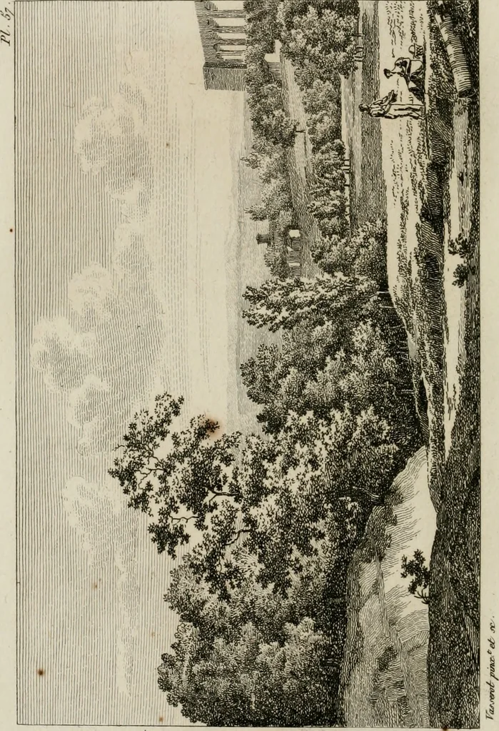 An illustration from Annales du musée et de l'école moderne des beaux-arts : recueil de gravures au trait, d'après les principaux ouvrages de peinture, sculpture, ou projets d'architecture, qui, chaque année, ont remporté le prix, soit aux écoles spéciales, soit aux concours nationaux : les productions des artistes en tous genres, qui, aux différentes expositions, ont été citées avec éloges : les morceaux les plus estimés ou inédits de la galerie de peinture : la suite complète de celle des antiques : édifices anciens et modernes, etc., 1800, leaf 181