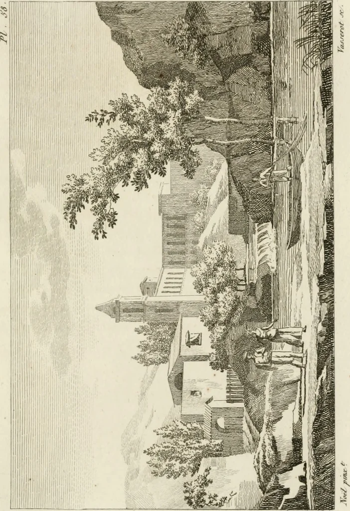 An illustration from Annales du musée et de l'école moderne des beaux-arts : recueil de gravures au trait, d'après les principaux ouvrages de peinture, sculpture, ou projets d'architecture, qui, chaque année, ont remporté le prix, soit aux écoles spéciales, soit aux concours nationaux : les productions des artistes en tous genres, qui, aux différentes expositions, ont été citées avec éloges : les morceaux les plus estimés ou inédits de la galerie de peinture : la suite complète de celle des antiques : édifices anciens et modernes, etc., 1800, leaf 184