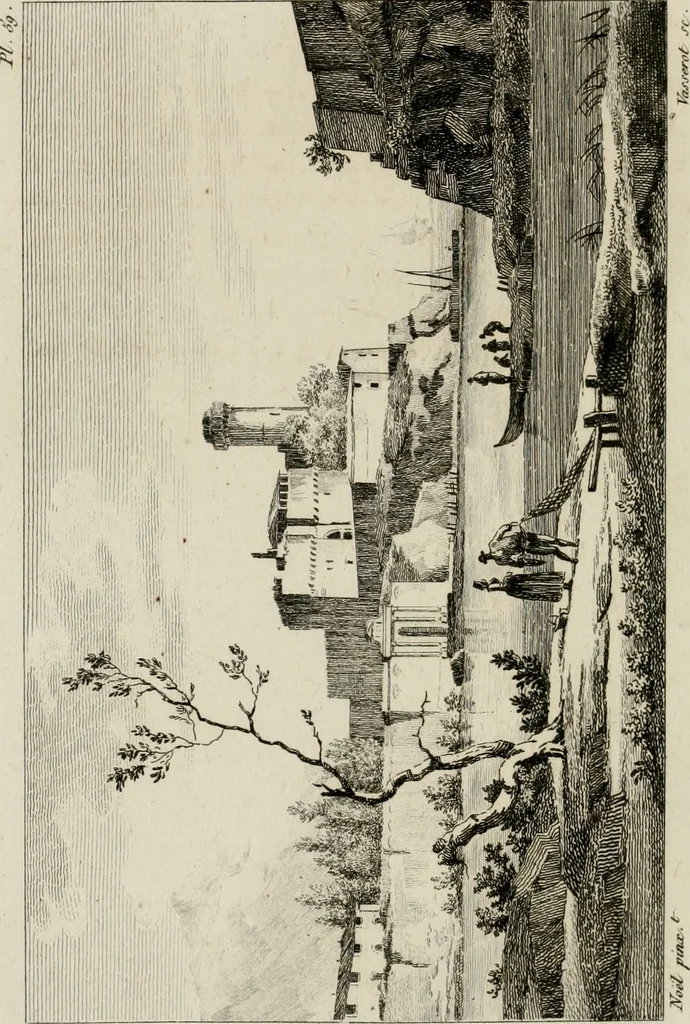 An illustration from Annales du musée et de l'école moderne des beaux-arts : recueil de gravures au trait, d'après les principaux ouvrages de peinture, sculpture, ou projets d'architecture, qui, chaque année, ont remporté le prix, soit aux écoles spéciales, soit aux concours nationaux : les productions des artistes en tous genres, qui, aux différentes expositions, ont été citées avec éloges : les morceaux les plus estimés ou inédits de la galerie de peinture : la suite complète de celle des antiques : édifices anciens et modernes, etc., 1800, leaf 187