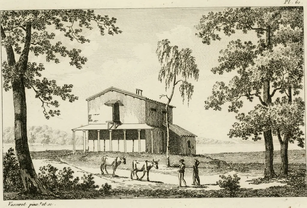 An illustration from Annales du musée et de l'école moderne des beaux-arts : recueil de gravures au trait, d'après les principaux ouvrages de peinture, sculpture, ou projets d'architecture, qui, chaque année, ont remporté le prix, soit aux écoles spéciales, soit aux concours nationaux : les productions des artistes en tous genres, qui, aux différentes expositions, ont été citées avec éloges : les morceaux les plus estimés ou inédits de la galerie de peinture : la suite complète de celle des antiques : édifices anciens et modernes, etc., 1800, leaf 190
