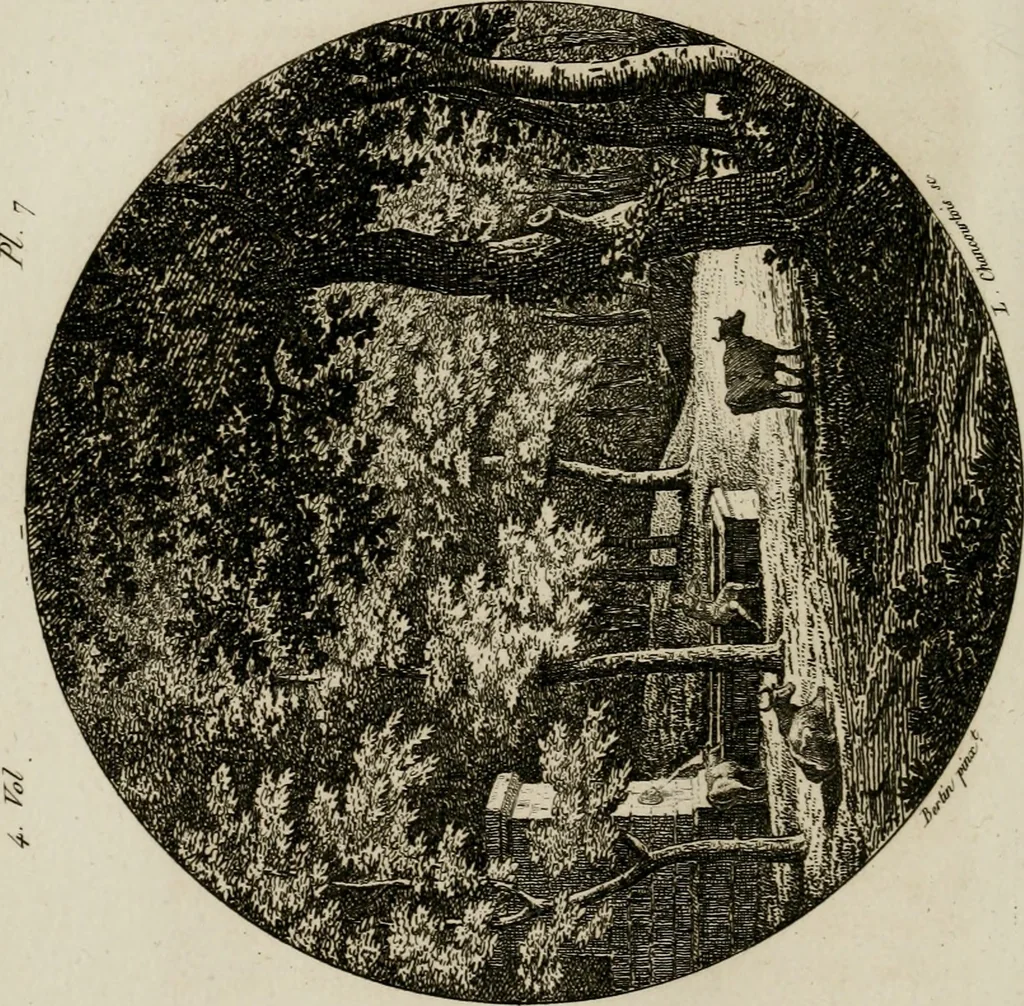 An illustration from Annales du musée et de l'école moderne des beaux-arts : recueil de gravures au trait, d'après les principaux ouvrages de peinture, sculpture, ou projets d'architecture, qui, chaque année, ont remporté le prix, soit aux écoles spéciales, soit aux concours nationaux : les productions des artistes en tous genres, qui, aux différentes expositions, ont été citées avec éloges : les morceaux les plus estimés ou inédits de la galerie de peinture : la suite complète de celle des antiques : édifices anciens et modernes, etc., 1800, leaf 31