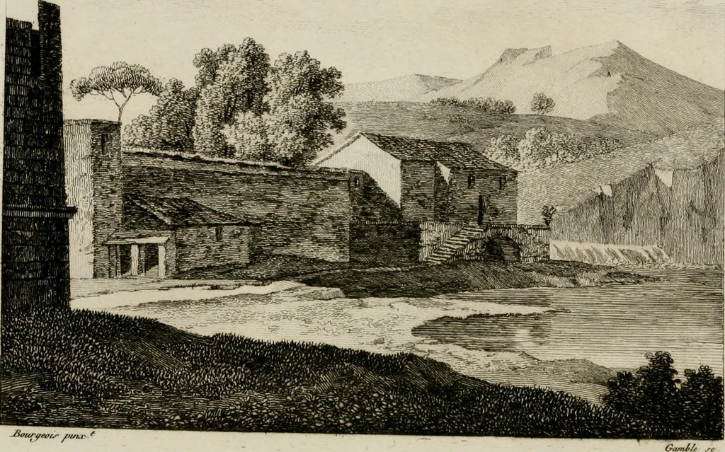 An illustration from Annales du musée et de l'école moderne des beaux-arts : recueil de gravures au trait, d'après les principaux ouvrages de peinture, sculpture, ou projets d'architecture, qui, chaque année, ont remporté le prix, soit aux écoles spéciales, soit aux concours nationaux : les productions des artistes en tous genres, qui, aux différentes expositions, ont été citées avec éloges : les morceaux les plus estimés ou inédits de la galerie de peinture : la suite complète de celle des antiques : édifices anciens et modernes, etc., 1800, leaf 43