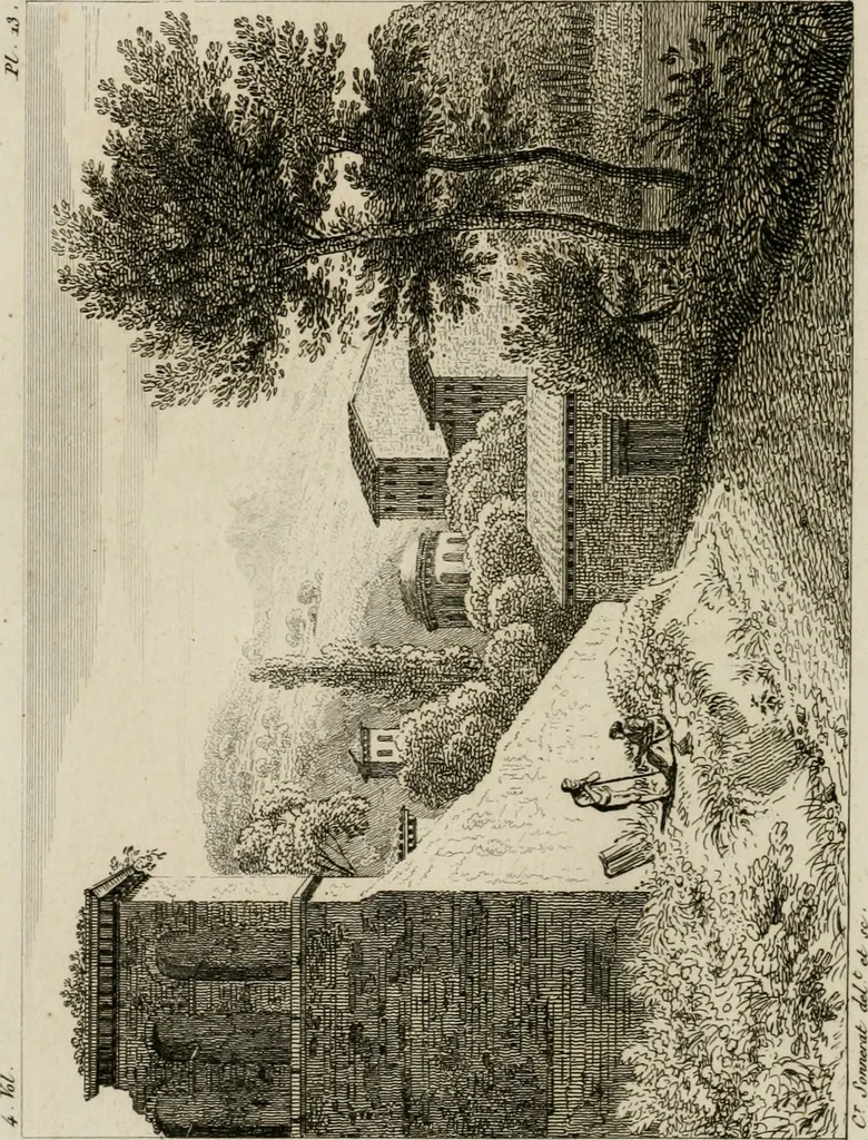 An illustration from Annales du musée et de l'école moderne des beaux-arts : recueil de gravures au trait, d'après les principaux ouvrages de peinture, sculpture, ou projets d'architecture, qui, chaque année, ont remporté le prix, soit aux écoles spéciales, soit aux concours nationaux : les productions des artistes en tous genres, qui, aux différentes expositions, ont été citées avec éloges : les morceaux les plus estimés ou inédits de la galerie de peinture : la suite complète de celle des antiques : édifices anciens et modernes, etc., 1800, leaf 49