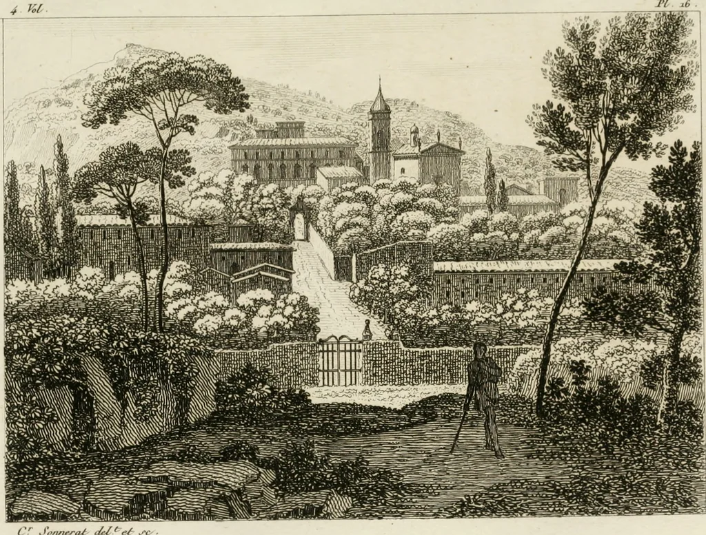 An illustration from Annales du musée et de l'école moderne des beaux-arts : recueil de gravures au trait, d'après les principaux ouvrages de peinture, sculpture, ou projets d'architecture, qui, chaque année, ont remporté le prix, soit aux écoles spéciales, soit aux concours nationaux : les productions des artistes en tous genres, qui, aux différentes expositions, ont été citées avec éloges : les morceaux les plus estimés ou inédits de la galerie de peinture : la suite complète de celle des antiques : édifices anciens et modernes, etc., 1800, leaf 58