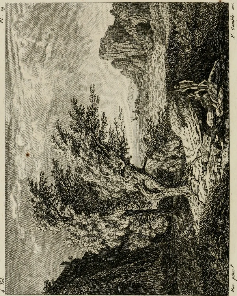 An illustration from Annales du musée et de l'école moderne des beaux-arts : recueil de gravures au trait, d'après les principaux ouvrages de peinture, sculpture, ou projets d'architecture, qui, chaque année, ont remporté le prix, soit aux écoles spéciales, soit aux concours nationaux : les productions des artistes en tous genres, qui, aux différentes expositions, ont été citées avec éloges : les morceaux les plus estimés ou inédits de la galerie de peinture : la suite complète de celle des antiques : édifices anciens et modernes, etc., 1800, leaf 97