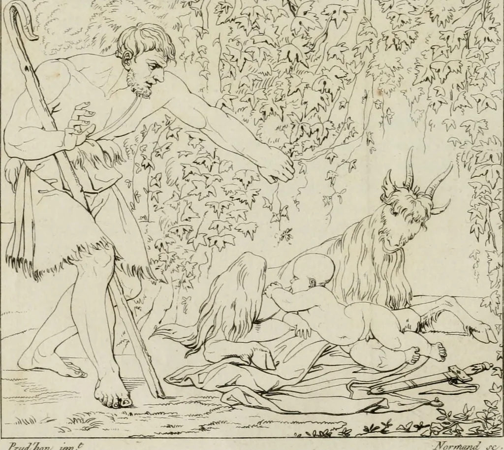 An illustration from Annales du musée et de l'école moderne des beaux-arts : recueil de gravures au trait, d'après les principaux ouvrages de peinture, sculpture, ou projets d'architecture, qui, chaque année, ont remporté le prix, soit aux écoles spéciales, soit aux concours nationaux : les productions des artistes en tous genres, qui, aux différentes expositions, ont été citées avec éloges : les morceaux les plus estimés ou inédits de la galerie de peinture : la suite complète de celle des antiques : édifices anciens et modernes, etc., 1800, leaf 37