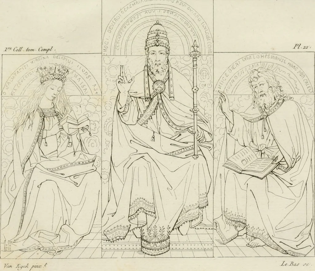An illustration from Annales du musée et de l'école moderne des beaux-arts : recueil de gravures au trait, d'après les principaux ouvrages de peinture, sculpture, ou projets d'architecture, qui, chaque année, ont remporté le prix, soit aux écoles spéciales, soit aux concours nationaux : les productions des artistes en tous genres, qui, aux différentes expositions, ont été citées avec éloges : les morceaux les plus estimés ou inédits de la galerie de peinture : la suite complète de celle des antiques : édifices anciens et modernes, etc., 1800, leaf 86