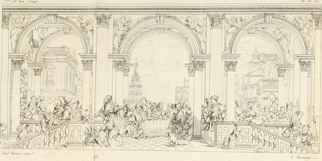 An illustration from Annales du musée et de l'école moderne des beaux-arts : recueil de gravures au trait, d'après les principaux ouvrages de peinture, sculpture, ou projets d'architecture, qui, chaque année, ont remporté le prix, soit aux écoles spéciales, soit aux concours nationaux : les productions des artistes en tous genres, qui, aux différentes expositions, ont été citées avec éloges : les morceaux les plus estimés ou inédits de la galerie de peinture : la suite complète de celle des antiques : édifices anciens et modernes, etc., 1800, leaf 94