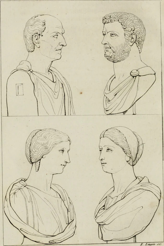 An illustration from Annales du musée et de l'école moderne des beaux-arts : recueil de gravures au trait, d'après les principaux ouvrages de peinture, sculpture, ou projets d'architecture, qui, chaque année, ont remporté le prix, soit aux écoles spéciales, soit aux concours nationaux : les productions des artistes en tous genres, qui, aux différentes expositions, ont été citées avec éloges : les morceaux les plus estimés ou inédits de la galerie de peinture : la suite complète de celle des antiques : édifices anciens et modernes, etc., 1800, leaf 153