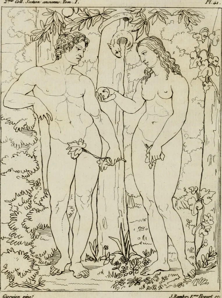 An illustration from Annales du musée et de l'école moderne des beaux-arts : recueil de gravures au trait, d'après les principaux ouvrages de peinture, sculpture, ou projets d'architecture, qui, chaque année, ont remporté le prix, soit aux écoles spéciales, soit aux concours nationaux : les productions des artistes en tous genres, qui, aux différentes expositions, ont été citées avec éloges : les morceaux les plus estimés ou inédits de la galerie de peinture : la suite complète de celle des antiques : édifices anciens et modernes, etc., 1800, leaf 173
