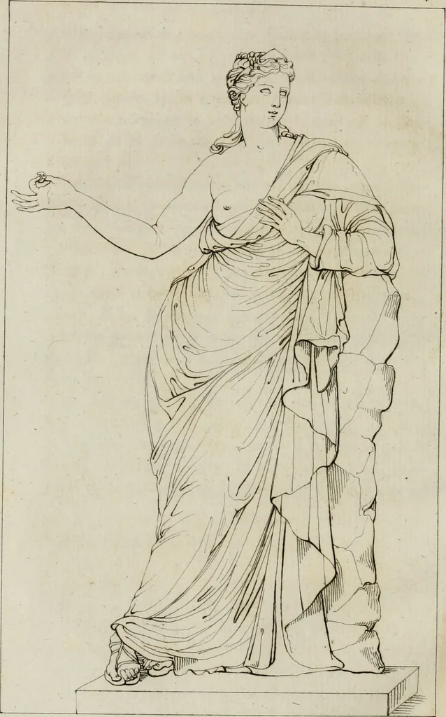 An illustration from Annales du musée et de l'école moderne des beaux-arts : recueil de gravures au trait, d'après les principaux ouvrages de peinture, sculpture, ou projets d'architecture, qui, chaque année, ont remporté le prix, soit aux écoles spéciales, soit aux concours nationaux : les productions des artistes en tous genres, qui, aux différentes expositions, ont été citées avec éloges : les morceaux les plus estimés ou inédits de la galerie de peinture : la suite complète de celle des antiques : édifices anciens et modernes, etc., 1800, leaf 193