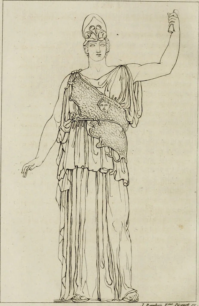 An illustration from Annales du musée et de l'école moderne des beaux-arts : recueil de gravures au trait, d'après les principaux ouvrages de peinture, sculpture, ou projets d'architecture, qui, chaque année, ont remporté le prix, soit aux écoles spéciales, soit aux concours nationaux : les productions des artistes en tous genres, qui, aux différentes expositions, ont été citées avec éloges : les morceaux les plus estimés ou inédits de la galerie de peinture : la suite complète de celle des antiques : édifices anciens et modernes, etc., 1800, leaf 233