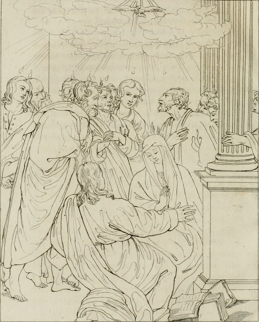 An illustration from Annales du musée et de l'école moderne des beaux-arts : recueil de gravures au trait, d'après les principaux ouvrages de peinture, sculpture, ou projets d'architecture, qui, chaque année, ont remporté le prix, soit aux écoles spéciales, soit aux concours nationaux : les productions des artistes en tous genres, qui, aux différentes expositions, ont été citées avec éloges : les morceaux les plus estimés ou inédits de la galerie de peinture : la suite complète de celle des antiques : édifices anciens et modernes, etc., 1800, leaf 245