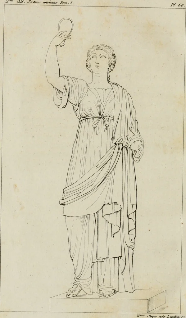 An illustration from Annales du musée et de l'école moderne des beaux-arts : recueil de gravures au trait, d'après les principaux ouvrages de peinture, sculpture, ou projets d'architecture, qui, chaque année, ont remporté le prix, soit aux écoles spéciales, soit aux concours nationaux : les productions des artistes en tous genres, qui, aux différentes expositions, ont été citées avec éloges : les morceaux les plus estimés ou inédits de la galerie de peinture : la suite complète de celle des antiques : édifices anciens et modernes, etc., 1800, leaf 273