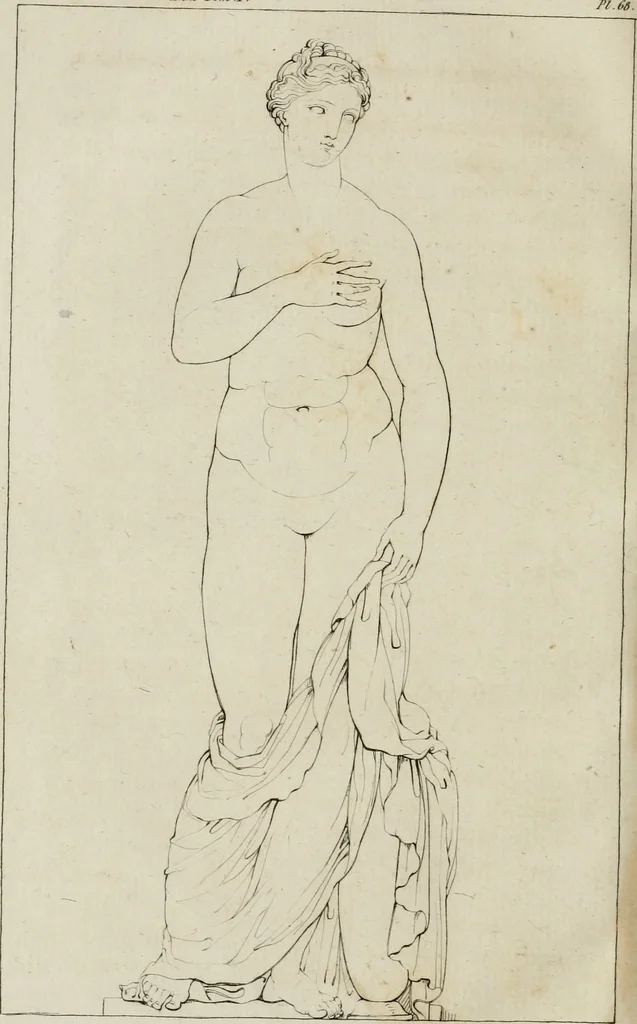 An illustration from Annales du musée et de l'école moderne des beaux-arts : recueil de gravures au trait, d'après les principaux ouvrages de peinture, sculpture, ou projets d'architecture, qui, chaque année, ont remporté le prix, soit aux écoles spéciales, soit aux concours nationaux : les productions des artistes en tous genres, qui, aux différentes expositions, ont été citées avec éloges : les morceaux les plus estimés ou inédits de la galerie de peinture : la suite complète de celle des antiques : édifices anciens et modernes, etc., 1800, leaf 281