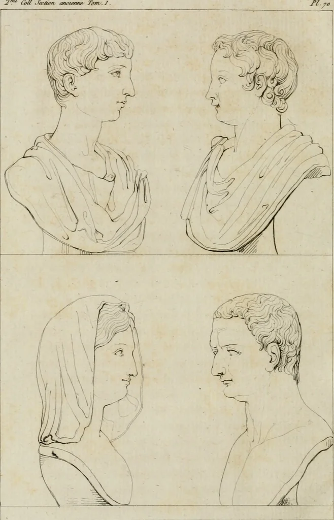 An illustration from Annales du musée et de l'école moderne des beaux-arts : recueil de gravures au trait, d'après les principaux ouvrages de peinture, sculpture, ou projets d'architecture, qui, chaque année, ont remporté le prix, soit aux écoles spéciales, soit aux concours nationaux : les productions des artistes en tous genres, qui, aux différentes expositions, ont été citées avec éloges : les morceaux les plus estimés ou inédits de la galerie de peinture : la suite complète de celle des antiques : édifices anciens et modernes, etc., 1800, leaf 289