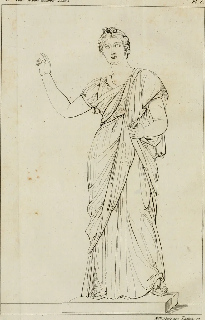 An illustration from Annales du musée et de l'école moderne des beaux-arts : recueil de gravures au trait, d'après les principaux ouvrages de peinture, sculpture, ou projets d'architecture, qui, chaque année, ont remporté le prix, soit aux écoles spéciales, soit aux concours nationaux : les productions des artistes en tous genres, qui, aux différentes expositions, ont été citées avec éloges : les morceaux les plus estimés ou inédits de la galerie de peinture : la suite complète de celle des antiques : édifices anciens et modernes, etc., 1800, leaf 37