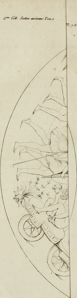 An illustration from Annales du musée et de l'école moderne des beaux-arts : recueil de gravures au trait, d'après les principaux ouvrages de peinture, sculpture, ou projets d'architecture, qui, chaque année, ont remporté le prix, soit aux écoles spéciales, soit aux concours nationaux : les productions des artistes en tous genres, qui, aux différentes expositions, ont été citées avec éloges : les morceaux les plus estimés ou inédits de la galerie de peinture : la suite complète de celle des antiques : édifices anciens et modernes, etc., 1800, leaf 41