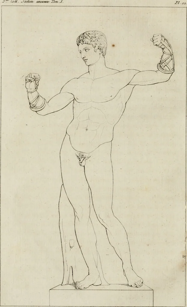 An illustration from Annales du musée et de l'école moderne des beaux-arts : recueil de gravures au trait, d'après les principaux ouvrages de peinture, sculpture, ou projets d'architecture, qui, chaque année, ont remporté le prix, soit aux écoles spéciales, soit aux concours nationaux : les productions des artistes en tous genres, qui, aux différentes expositions, ont été citées avec éloges : les morceaux les plus estimés ou inédits de la galerie de peinture : la suite complète de celle des antiques : édifices anciens et modernes, etc., 1800, leaf 57