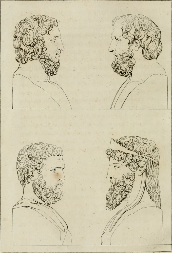 An illustration from Annales du musée et de l'école moderne des beaux-arts : recueil de gravures au trait, d'après les principaux ouvrages de peinture, sculpture, ou projets d'architecture, qui, chaque année, ont remporté le prix, soit aux écoles spéciales, soit aux concours nationaux : les productions des artistes en tous genres, qui, aux différentes expositions, ont été citées avec éloges : les morceaux les plus estimés ou inédits de la galerie de peinture : la suite complète de celle des antiques : édifices anciens et modernes, etc., 1800, leaf 73