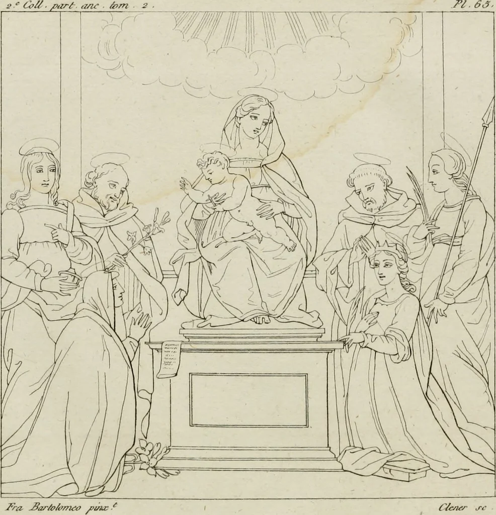 An illustration from Annales du musée et de l'école moderne des beaux-arts : recueil de gravures au trait, d'après les principaux ouvrages de peinture, sculpture, ou projets d'architecture, qui, chaque année, ont remporté le prix, soit aux écoles spéciales, soit aux concours nationaux : les productions des artistes en tous genres, qui, aux différentes expositions, ont été citées avec éloges : les morceaux les plus estimés ou inédits de la galerie de peinture : la suite complète de celle des antiques : édifices anciens et modernes, etc., 1800, leaf 251