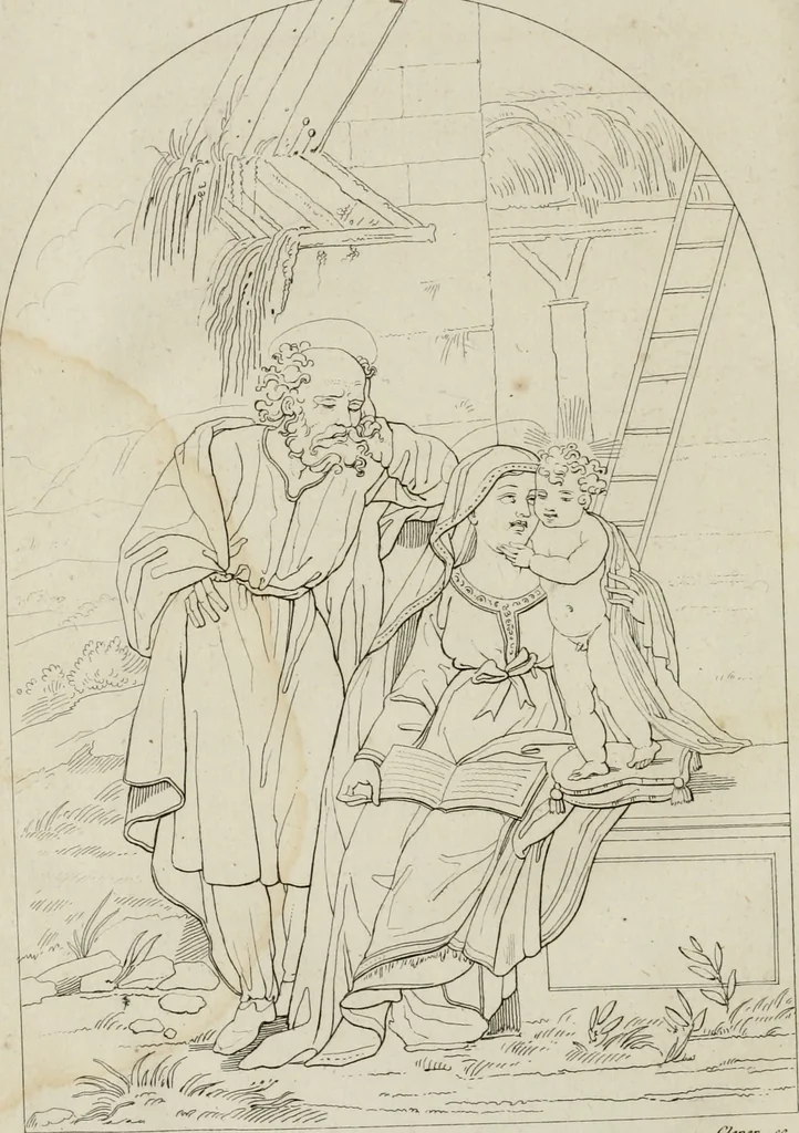 An illustration from Annales du musée et de l'école moderne des beaux-arts : recueil de gravures au trait, d'après les principaux ouvrages de peinture, sculpture, ou projets d'architecture, qui, chaque année, ont remporté le prix, soit aux écoles spéciales, soit aux concours nationaux : les productions des artistes en tous genres, qui, aux différentes expositions, ont été citées avec éloges : les morceaux les plus estimés ou inédits de la galerie de peinture : la suite complète de celle des antiques : édifices anciens et modernes, etc., 1800, leaf 255