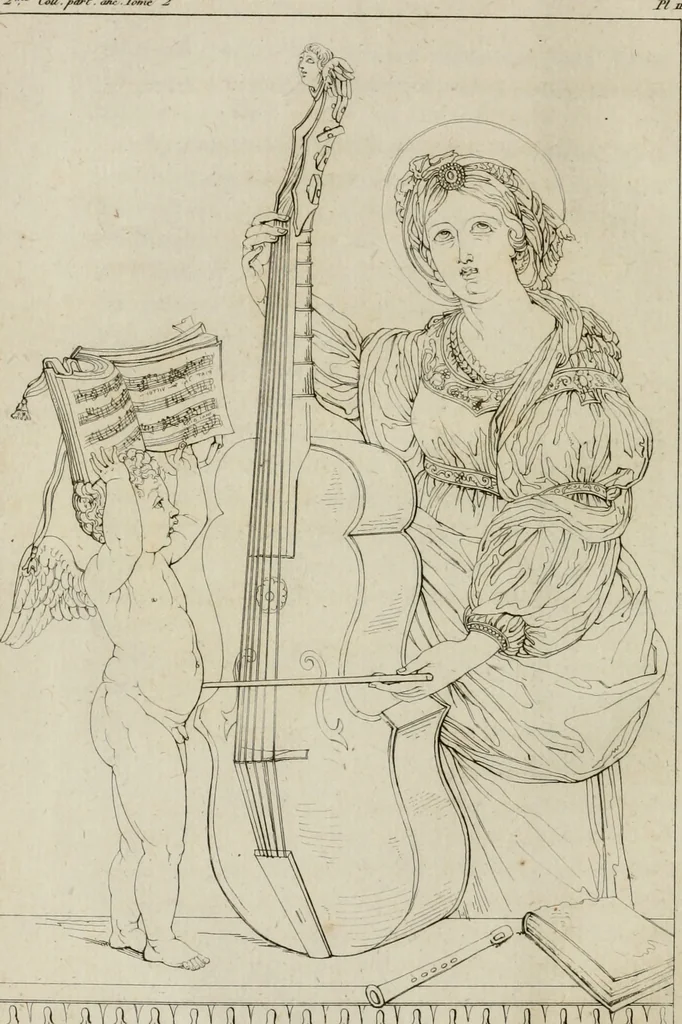 An illustration from Annales du musée et de l'école moderne des beaux-arts : recueil de gravures au trait, d'après les principaux ouvrages de peinture, sculpture, ou projets d'architecture, qui, chaque année, ont remporté le prix, soit aux écoles spéciales, soit aux concours nationaux : les productions des artistes en tous genres, qui, aux différentes expositions, ont été citées avec éloges : les morceaux les plus estimés ou inédits de la galerie de peinture : la suite complète de celle des antiques : édifices anciens et modernes, etc., 1800, leaf 49