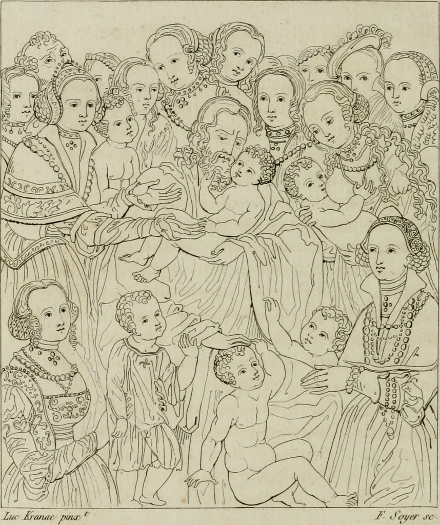 An illustration from Annales du musée et de l'école moderne des beaux-arts : recueil de gravures au trait, d'après les principaux ouvrages de peinture, sculpture, ou projets d'architecture, qui, chaque année, ont remporté le prix, soit aux écoles spéciales, soit aux concours nationaux : les productions des artistes en tous genres, qui, aux différentes expositions, ont été citées avec éloges : les morceaux les plus estimés ou inédits de la galerie de peinture : la suite complète de celle des antiques : édifices anciens et modernes, etc., 1800, leaf 107