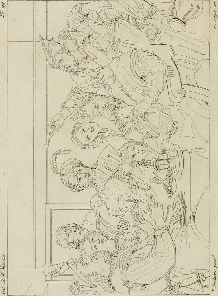 An illustration from Annales du musée et de l'école moderne des beaux-arts : recueil de gravures au trait, d'après les principaux ouvrages de peinture, sculpture, ou projets d'architecture, qui, chaque année, ont remporté le prix, soit aux écoles spéciales, soit aux concours nationaux : les productions des artistes en tous genres, qui, aux différentes expositions, ont été citées avec éloges : les morceaux les plus estimés ou inédits de la galerie de peinture : la suite complète de celle des antiques : édifices anciens et modernes, etc., 1800, leaf 123