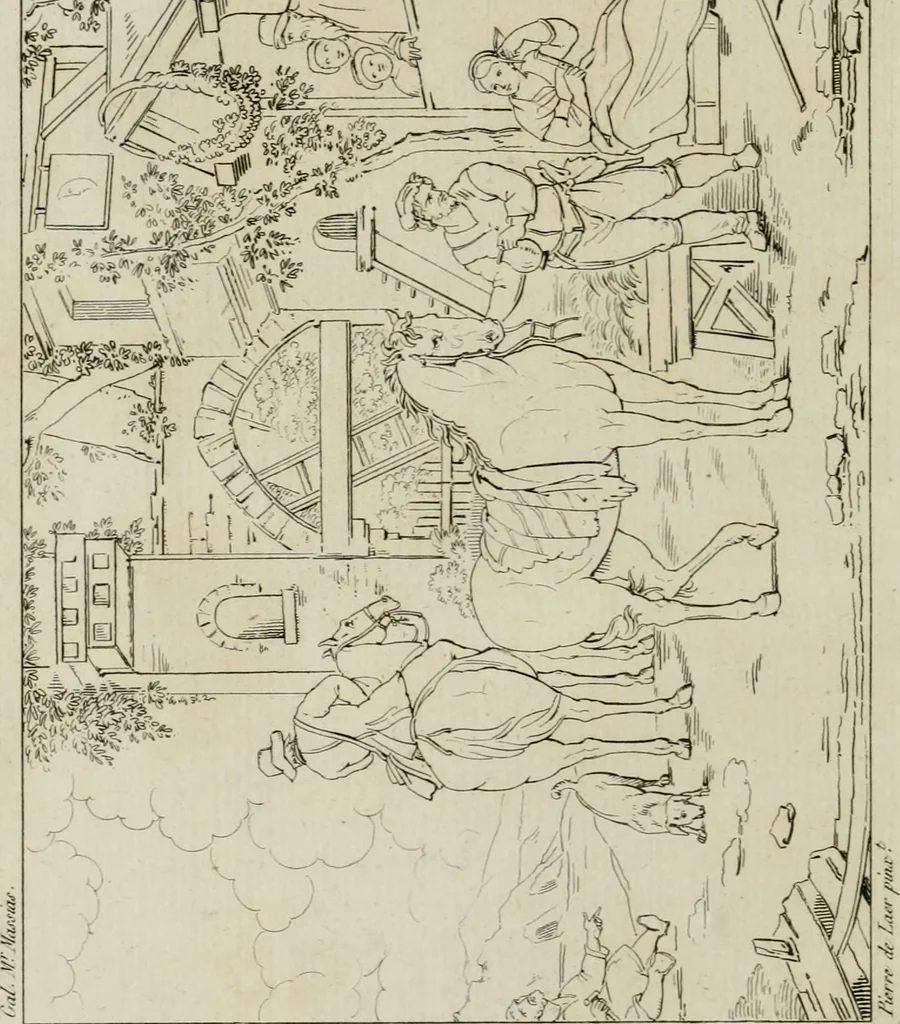 An illustration from Annales du musée et de l'école moderne des beaux-arts : recueil de gravures au trait, d'après les principaux ouvrages de peinture, sculpture, ou projets d'architecture, qui, chaque année, ont remporté le prix, soit aux écoles spéciales, soit aux concours nationaux : les productions des artistes en tous genres, qui, aux différentes expositions, ont été citées avec éloges : les morceaux les plus estimés ou inédits de la galerie de peinture : la suite complète de celle des antiques : édifices anciens et modernes, etc., 1800, leaf 147