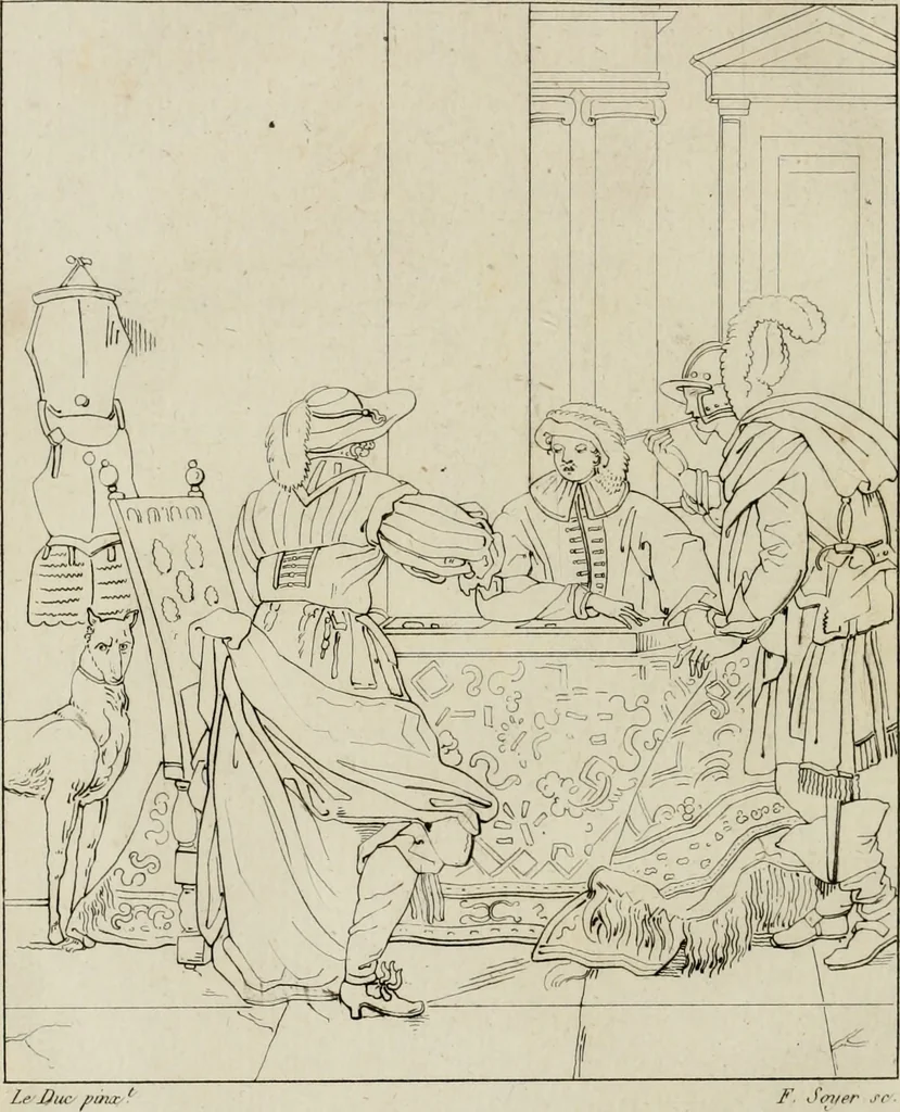 An illustration from Annales du musée et de l'école moderne des beaux-arts : recueil de gravures au trait, d'après les principaux ouvrages de peinture, sculpture, ou projets d'architecture, qui, chaque année, ont remporté le prix, soit aux écoles spéciales, soit aux concours nationaux : les productions des artistes en tous genres, qui, aux différentes expositions, ont été citées avec éloges : les morceaux les plus estimés ou inédits de la galerie de peinture : la suite complète de celle des antiques : édifices anciens et modernes, etc., 1800, leaf 183