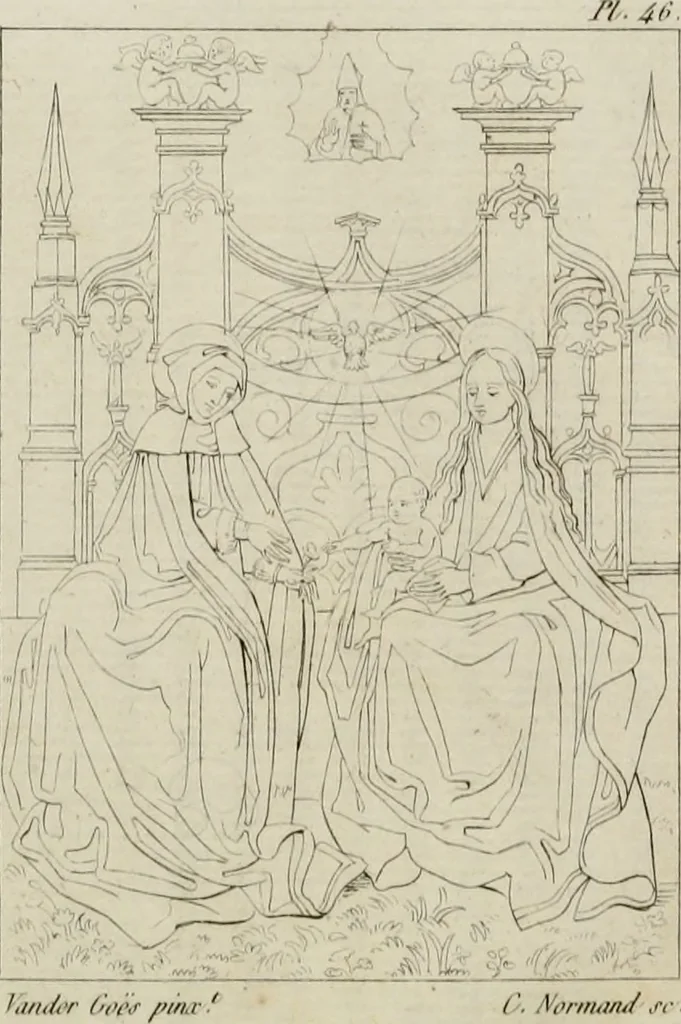 An illustration from Annales du musée et de l'école moderne des beaux-arts : recueil de gravures au trait, d'après les principaux ouvrages de peinture, sculpture, ou projets d'architecture, qui, chaque année, ont remporté le prix, soit aux écoles spéciales, soit aux concours nationaux : les productions des artistes en tous genres, qui, aux différentes expositions, ont été citées avec éloges : les morceaux les plus estimés ou inédits de la galerie de peinture : la suite complète de celle des antiques : édifices anciens et modernes, etc., 1800, leaf 191