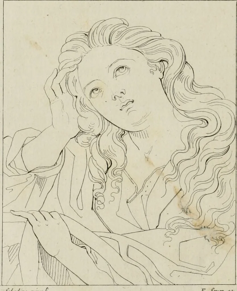 An illustration from Annales du musée et de l'école moderne des beaux-arts : recueil de gravures au trait, d'après les principaux ouvrages de peinture, sculpture, ou projets d'architecture, qui, chaque année, ont remporté le prix, soit aux écoles spéciales, soit aux concours nationaux : les productions des artistes en tous genres, qui, aux différentes expositions, ont été citées avec éloges : les morceaux les plus estimés ou inédits de la galerie de peinture : la suite complète de celle des antiques : édifices anciens et modernes, etc., 1800, leaf 219