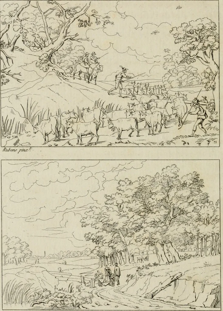 An illustration from Annales du musée et de l'école moderne des beaux-arts : recueil de gravures au trait, d'après les principaux ouvrages de peinture, sculpture, ou projets d'architecture, qui, chaque année, ont remporté le prix, soit aux écoles spéciales, soit aux concours nationaux : les productions des artistes en tous genres, qui, aux différentes expositions, ont été citées avec éloges : les morceaux les plus estimés ou inédits de la galerie de peinture : la suite complète de celle des antiques : édifices anciens et modernes, etc., 1800, leaf 251