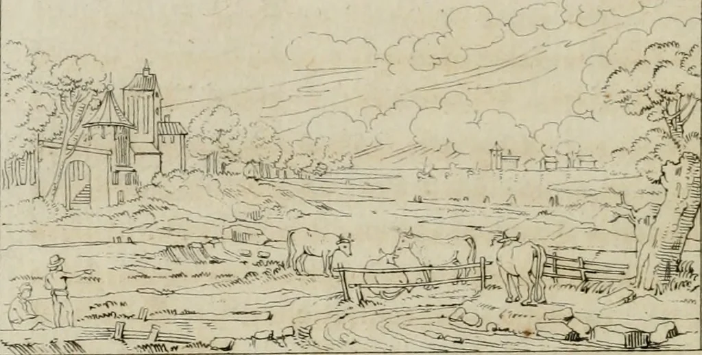 An illustration from Annales du musée et de l'école moderne des beaux-arts : recueil de gravures au trait, d'après les principaux ouvrages de peinture, sculpture, ou projets d'architecture, qui, chaque année, ont remporté le prix, soit aux écoles spéciales, soit aux concours nationaux : les productions des artistes en tous genres, qui, aux différentes expositions, ont été citées avec éloges : les morceaux les plus estimés ou inédits de la galerie de peinture : la suite complète de celle des antiques : édifices anciens et modernes, etc., 1800, leaf 255
