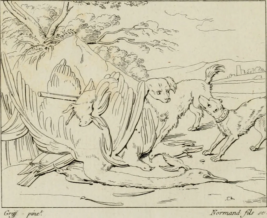 An illustration from Annales du musée et de l'école moderne des beaux-arts : recueil de gravures au trait, d'après les principaux ouvrages de peinture, sculpture, ou projets d'architecture, qui, chaque année, ont remporté le prix, soit aux écoles spéciales, soit aux concours nationaux : les productions des artistes en tous genres, qui, aux différentes expositions, ont été citées avec éloges : les morceaux les plus estimés ou inédits de la galerie de peinture : la suite complète de celle des antiques : édifices anciens et modernes, etc., 1800, leaf 267