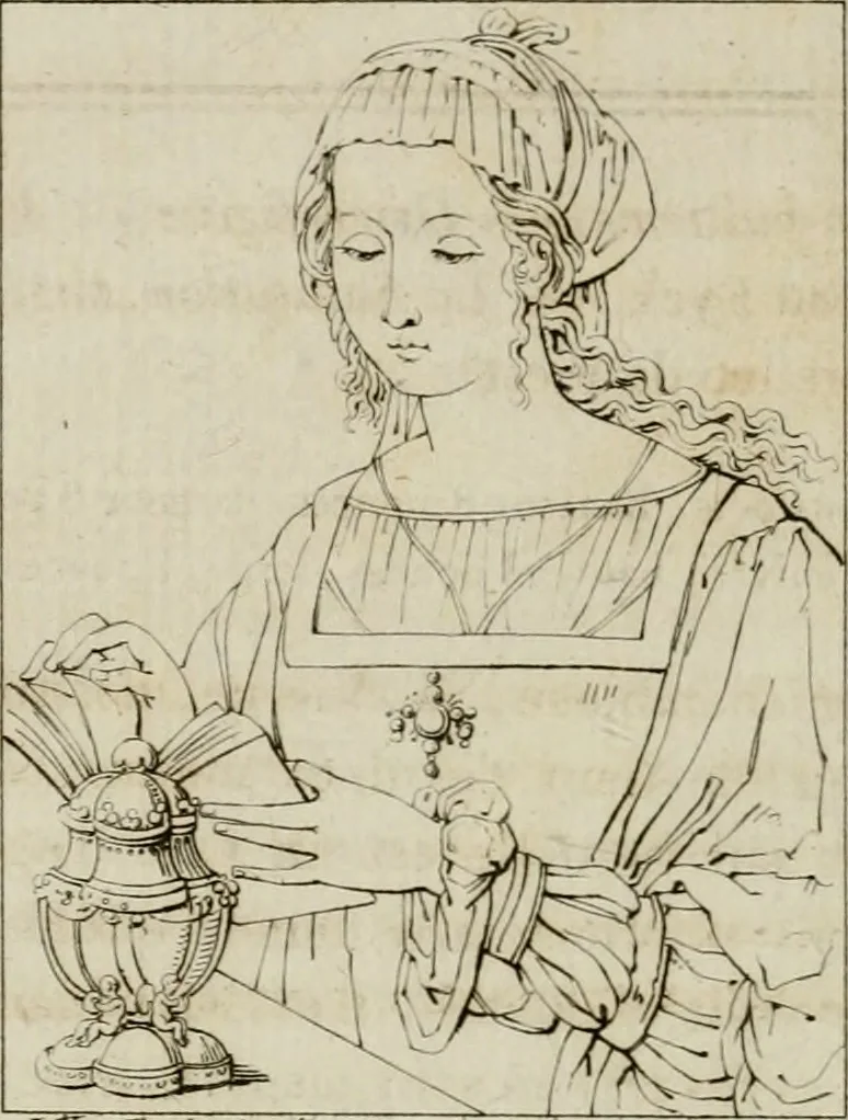 An illustration from Annales du musée et de l'école moderne des beaux-arts : recueil de gravures au trait, d'après les principaux ouvrages de peinture, sculpture, ou projets d'architecture, qui, chaque année, ont remporté le prix, soit aux écoles spéciales, soit aux concours nationaux : les productions des artistes en tous genres, qui, aux différentes expositions, ont été citées avec éloges : les morceaux les plus estimés ou inédits de la galerie de peinture : la suite complète de celle des antiques : édifices anciens et modernes, etc., 1800, leaf 279