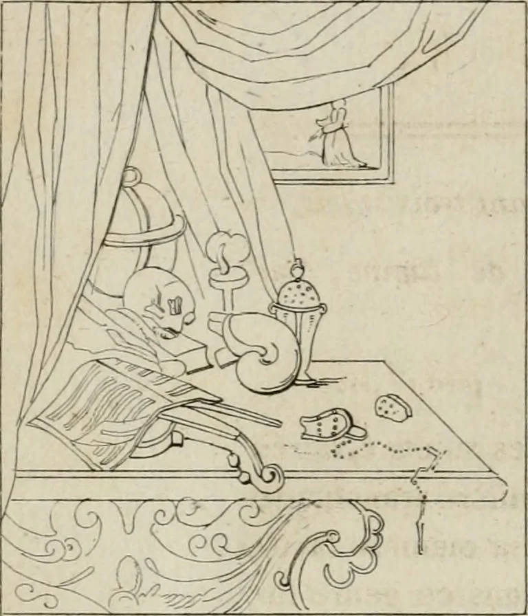 An illustration from Annales du musée et de l'école moderne des beaux-arts : recueil de gravures au trait, d'après les principaux ouvrages de peinture, sculpture, ou projets d'architecture, qui, chaque année, ont remporté le prix, soit aux écoles spéciales, soit aux concours nationaux : les productions des artistes en tous genres, qui, aux différentes expositions, ont été citées avec éloges : les morceaux les plus estimés ou inédits de la galerie de peinture : la suite complète de celle des antiques : édifices anciens et modernes, etc., 1800, leaf 283